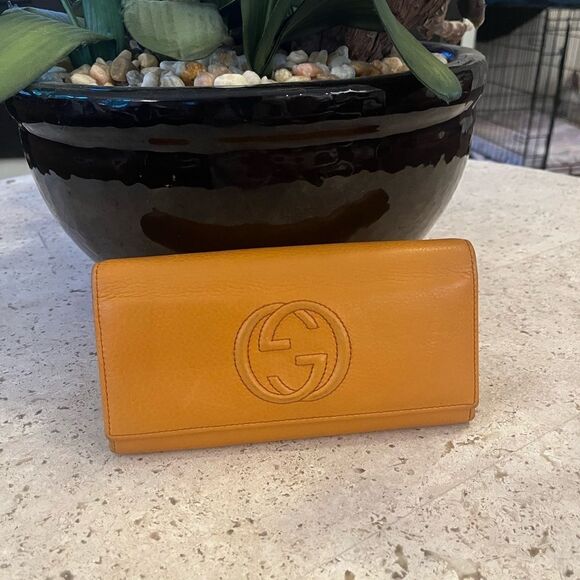 Gucci sunflower orange leather soho wallet - Picture 1 of 11